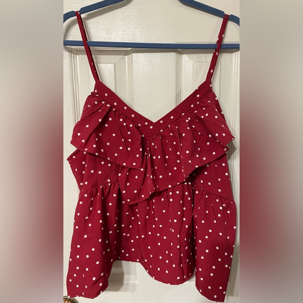 Red with white polka dots cropped summer tank